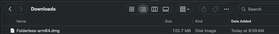 DMG opened in Downloads