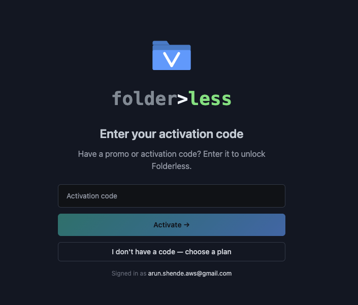 Enter activation code