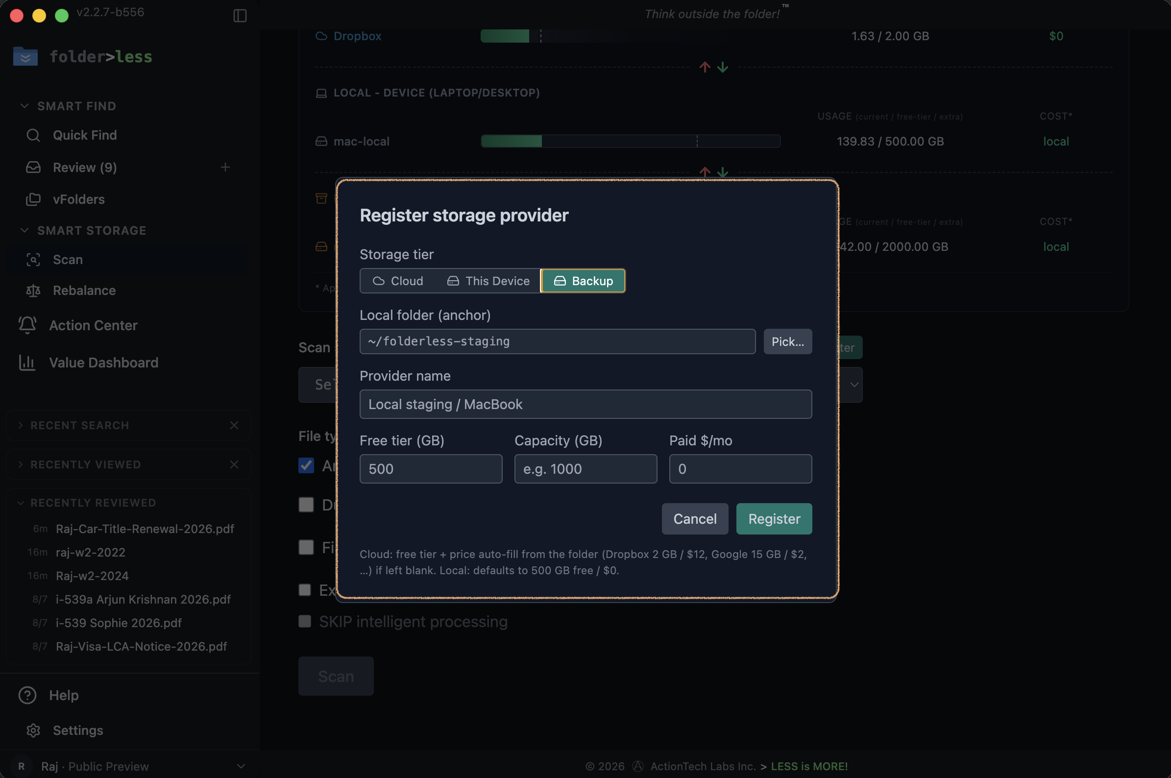 Register a Backup location