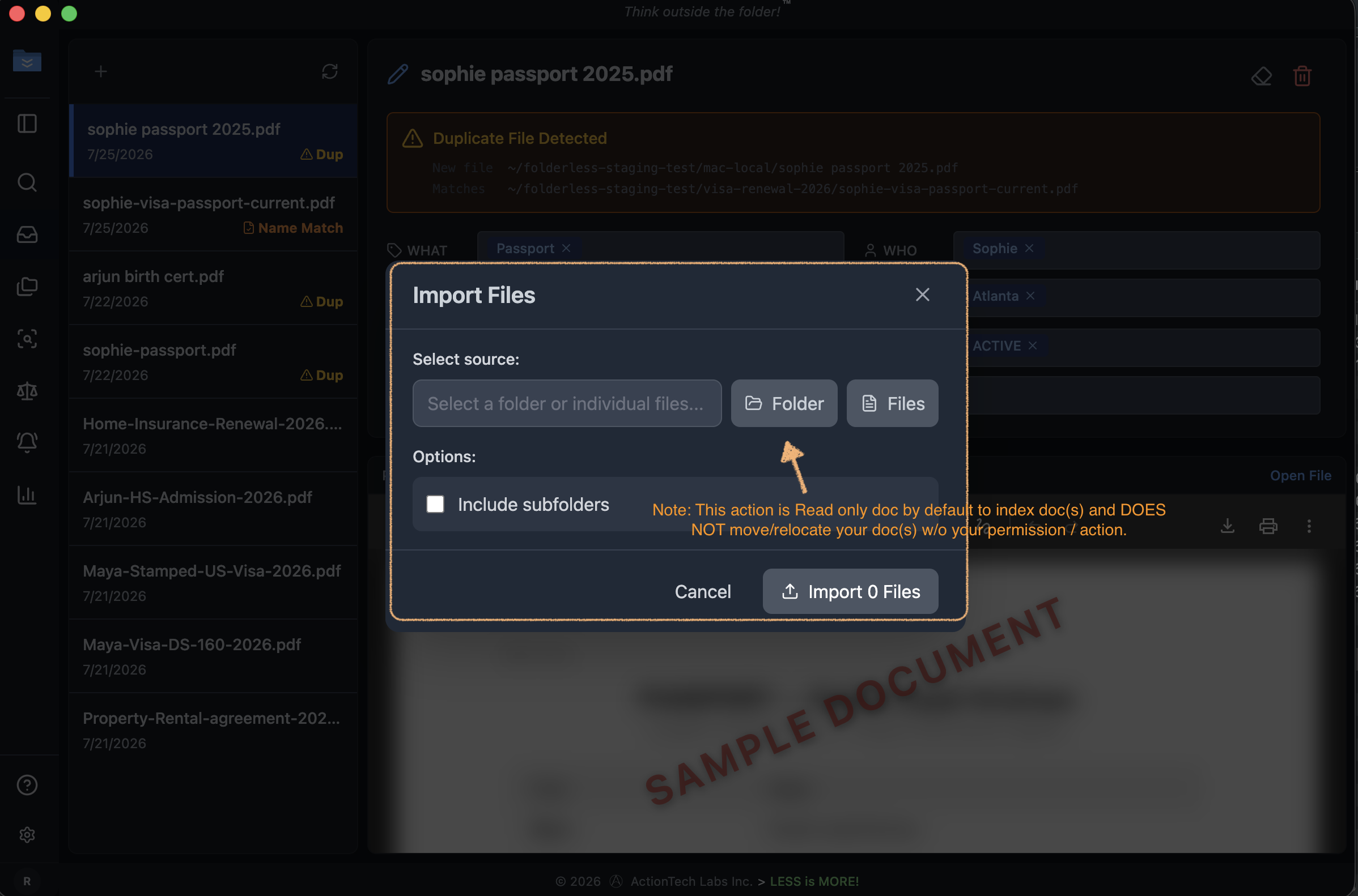Import Files dialog