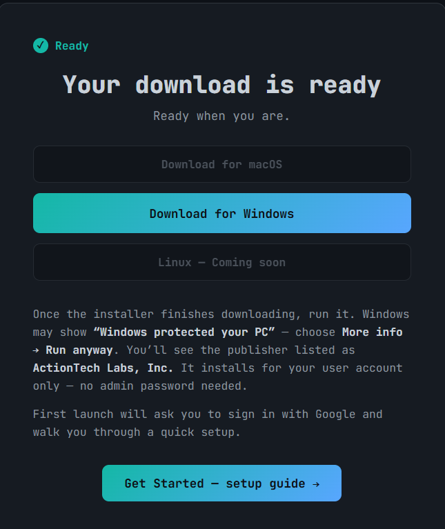 Download page, Windows